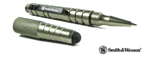 Smith and Wesson Tactical Pen and Stylus Silver Open